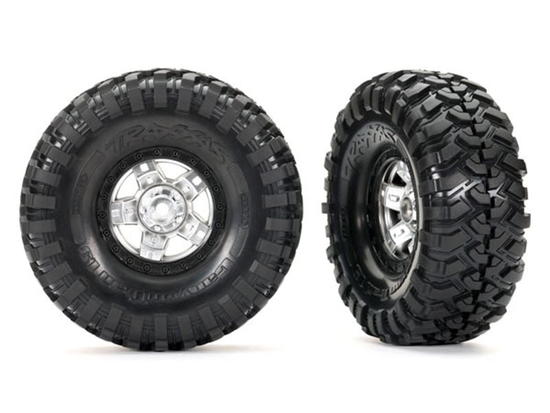 Traxxas TRX-4 Sport Assembled Wheels/ Tyres Satin Chrome and Canyon Trail Tyres (2)