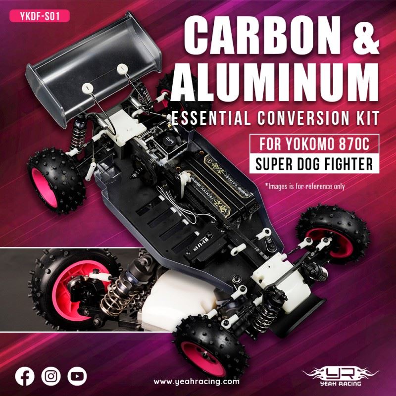 Yeah Racing Aluminum & Carbon Essential Conversion Kit Black For Yokomo 870C Super Dog Fighter Yz10 2023