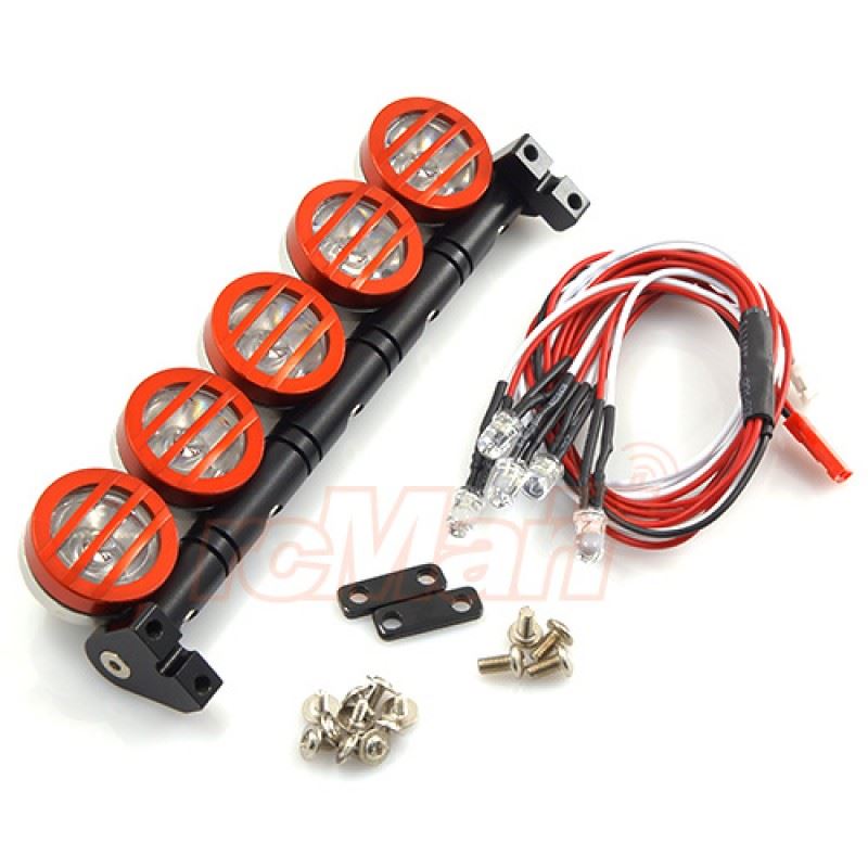 Yeah Racing 1/10 Aluminum Roof 5 White LED Light Set Red For RC Truck Crawler