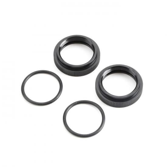 TLR Shock Adjuster Nut w/O-ring, AL, Blk(2):5B,5T,MINI