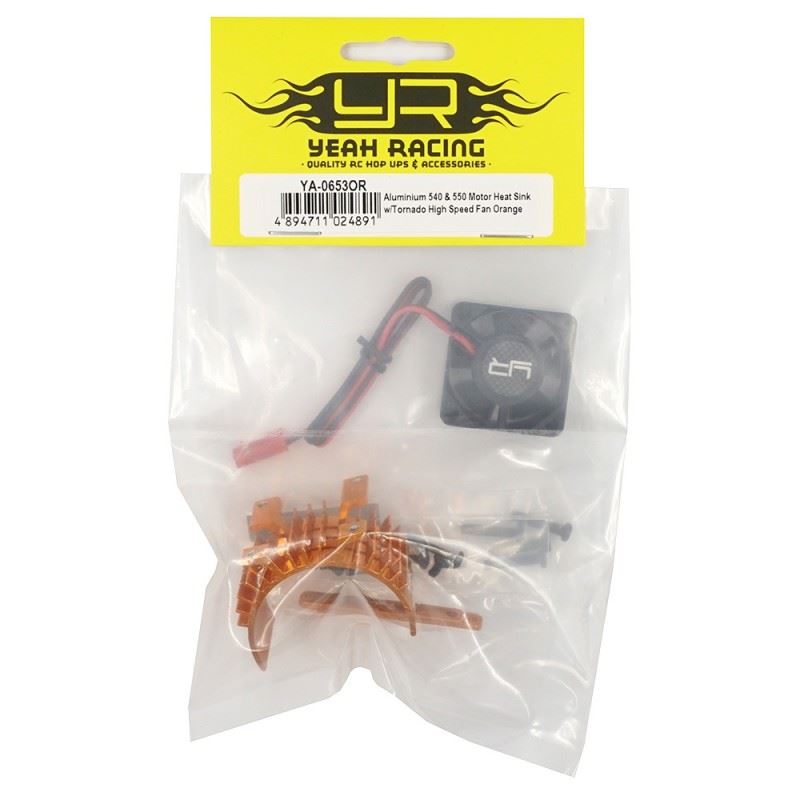 Yeah Racing Aluminium 540 & 550 Motor Heat Sink w/Tornado High Speed Fan Orange