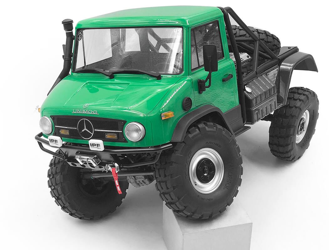 RC4WD GUARDIAN STEEL FRONT WINCH BUMPER W/IPF LIGHTS FOR AXIAL 1/10 SCX10 II UMG10 (BLACK)