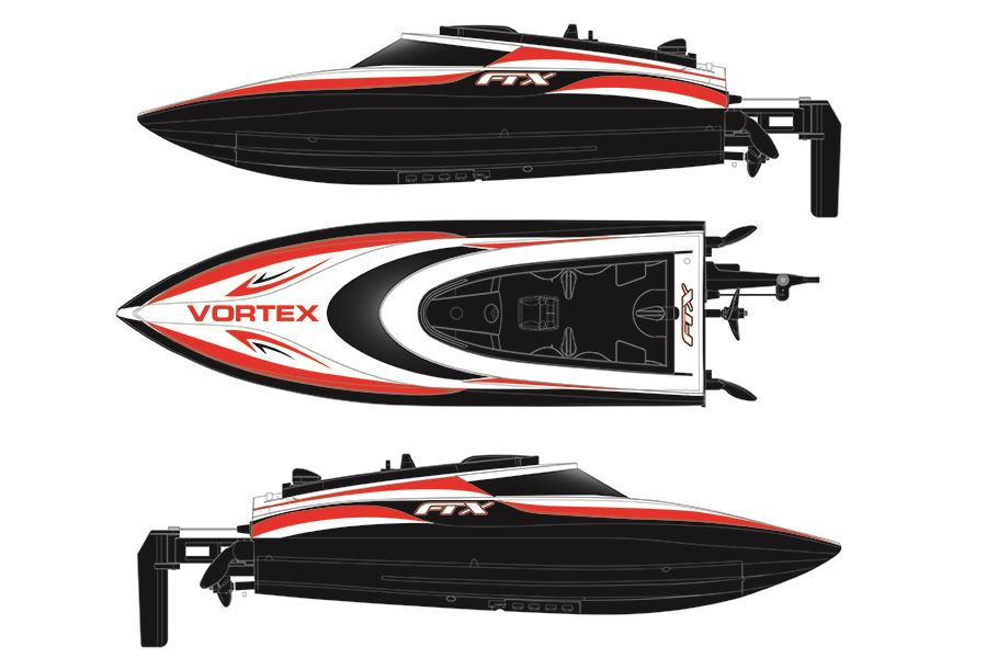 FTX BLACK VORTEX HIGH SPEED R/C RACE BOAT 44CM