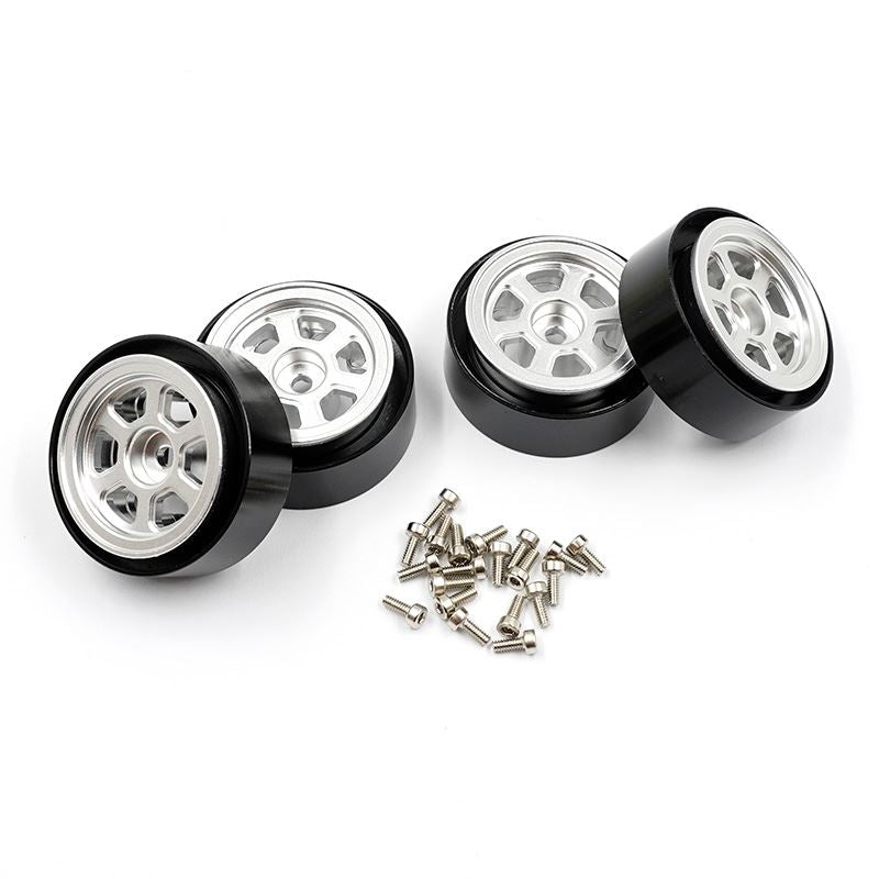 Yeah Racing Aluminum CNC 6 Spoke Beadlock Rims Set Silver For Traxxas TRX-4M