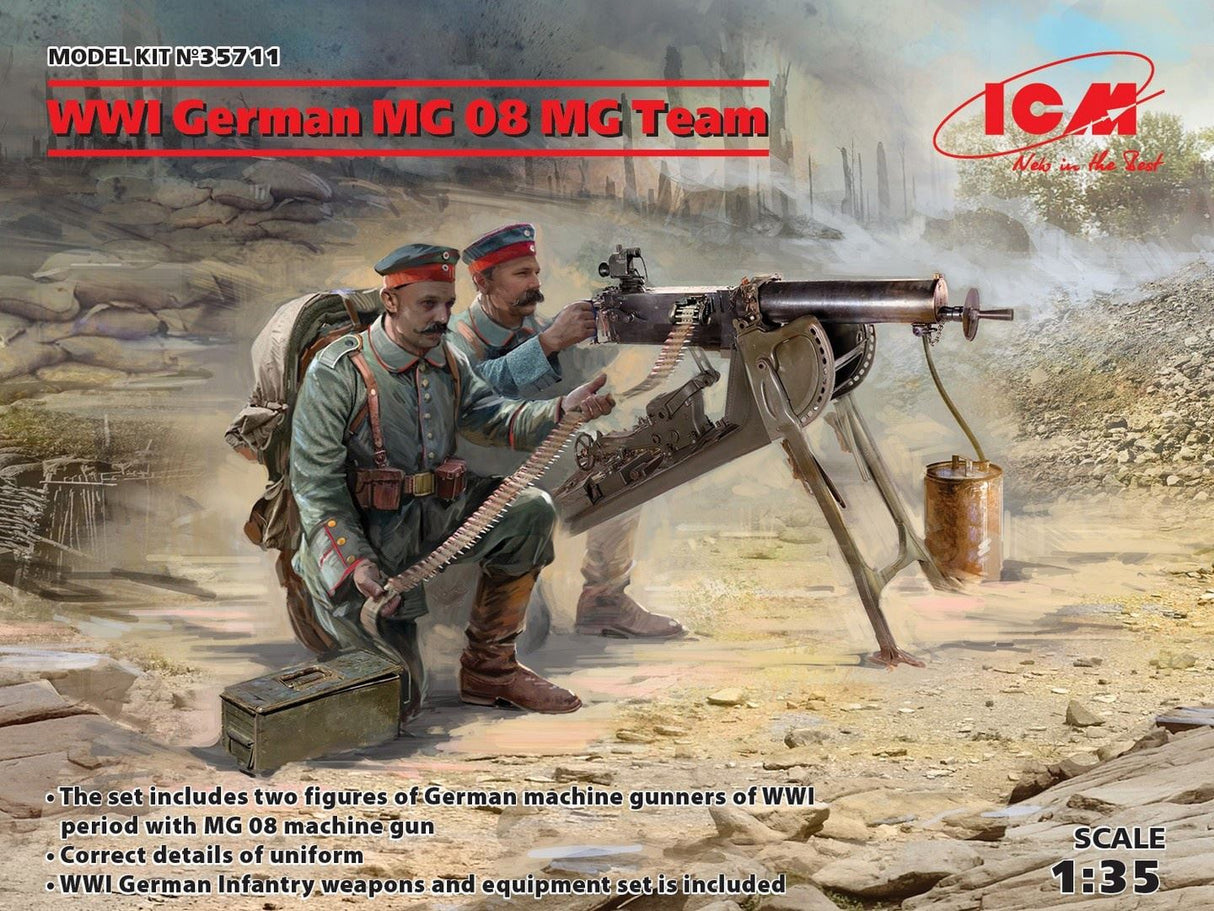 Icm Wwi German Mg08 Mg Team 2 Figures