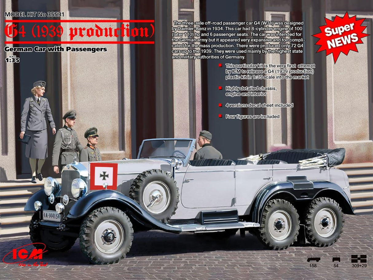 Icm G4 (1939), German Car With 4 Passenger Figures