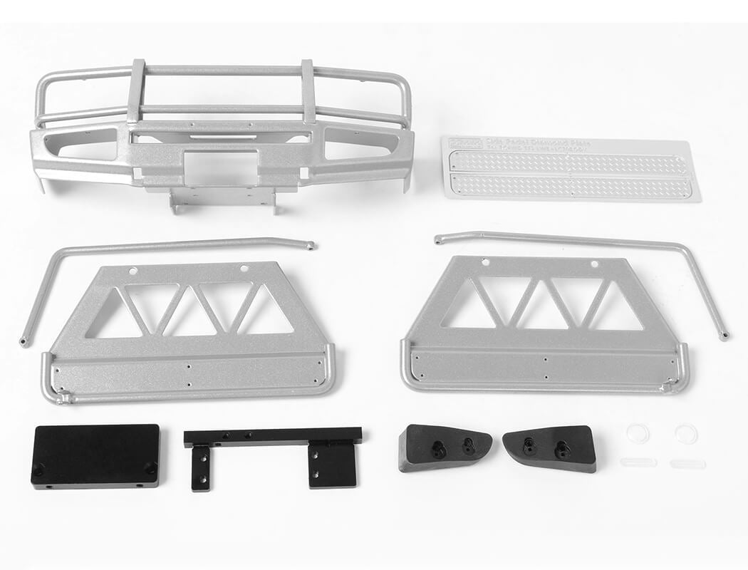 RC4WD TRIFECTA FRONT BUMPER, SLIDERS & SIDE BARS FOR LAND CRUISER LC70 BODY (SILVER)