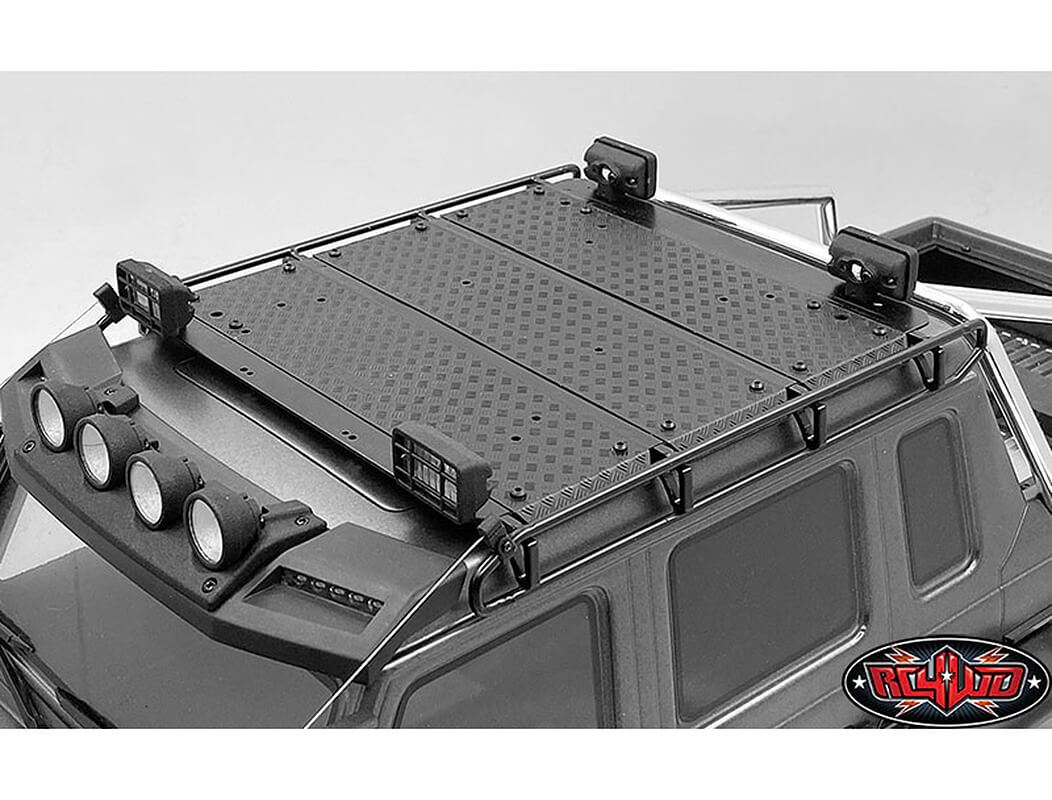 RC4WD COMMAND ROOF RACK W/DIAMOND PLATE & 4X SQUARE LIGHTS TRAXXAS MERCEDES-BENZ G63 AMG 6X6(B)