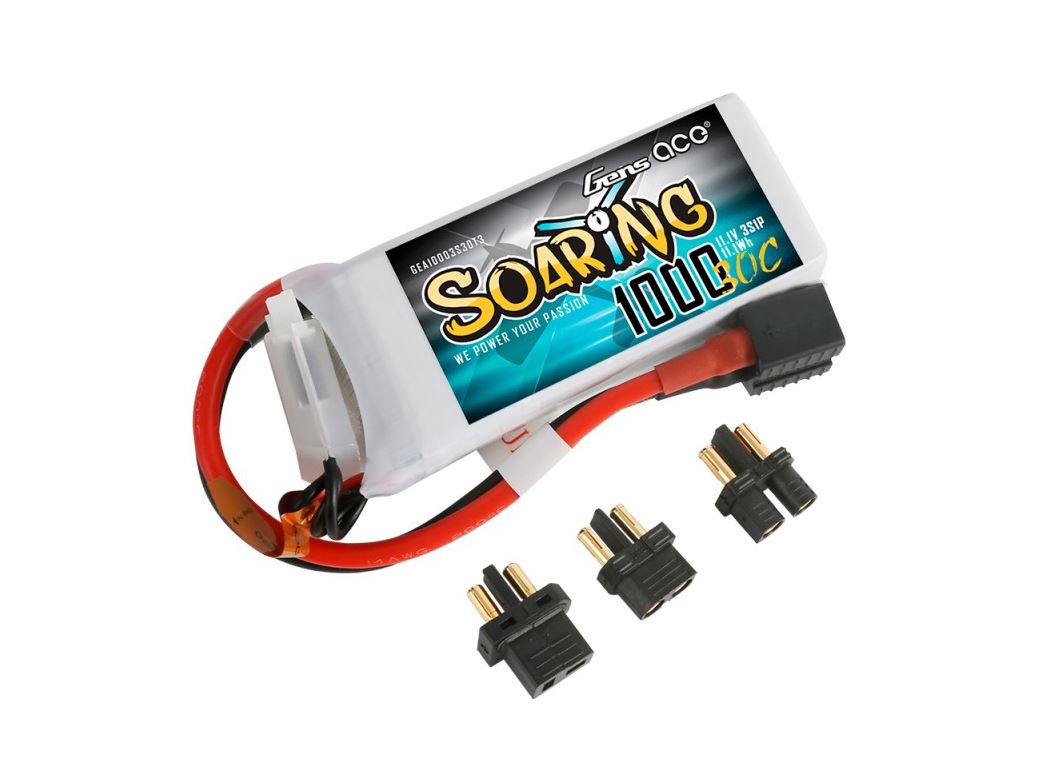 Gens Ace Li-Po 3S 11.1V 1000mAh 30C Soaring with EC3/XT60/T-Type