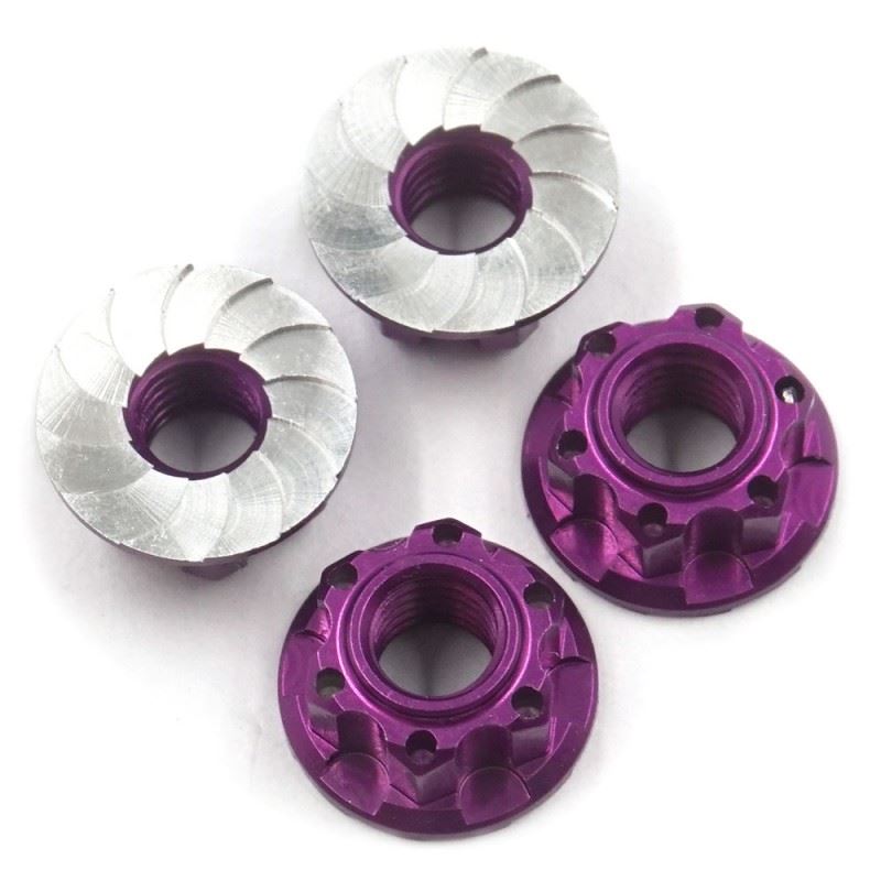 Yeah Racing 4mm Aluminium Wheel Flange Lock Nut 4pcs For RC Car Purple