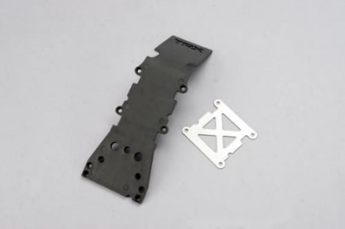 TRAXXAS Skidplate, front plastic (grey)/ stainless steel plate