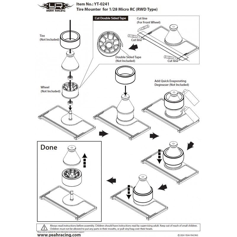 Yeah Racing Aluminium Tire Mounter For 1/28 Micro Rc