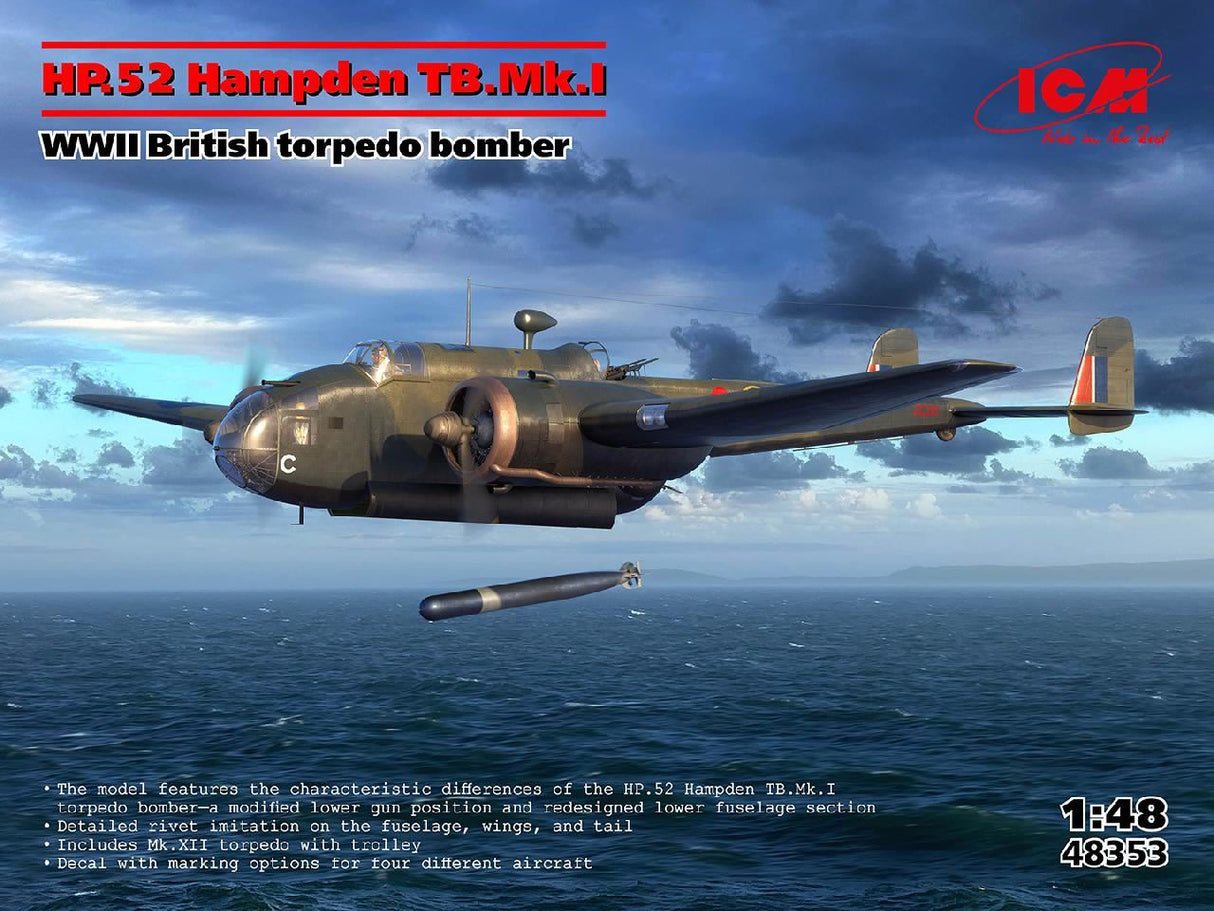 Icm Hp.52 Hampden Tb.Mk.I Wwii British Torpedo Bomber