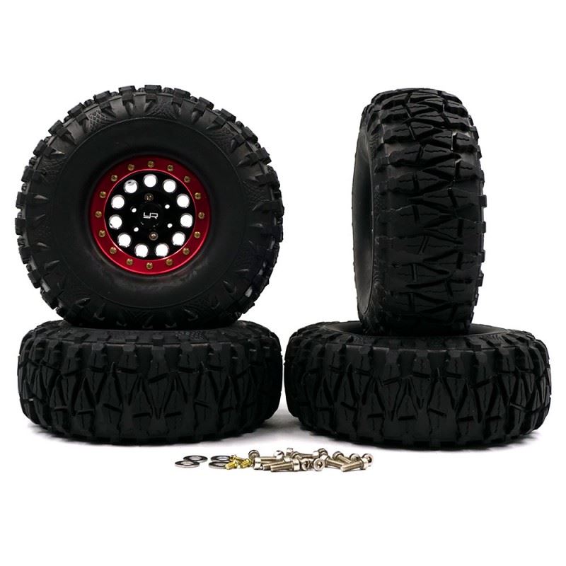 Yeah Racing 1.9 Aluminum CNC F-RG Beadlock Wheels For 1/10 Crawler 4pcs Red