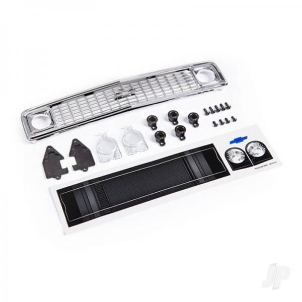 Traxxas Grille, Chevrolet Blazer (1972)/ grille retainers (5)/ headlight housing (2)/ lens (2)/ 2.6x8 BCS (5)/ 2.5x6 BCS (4) (fits 9111 body)