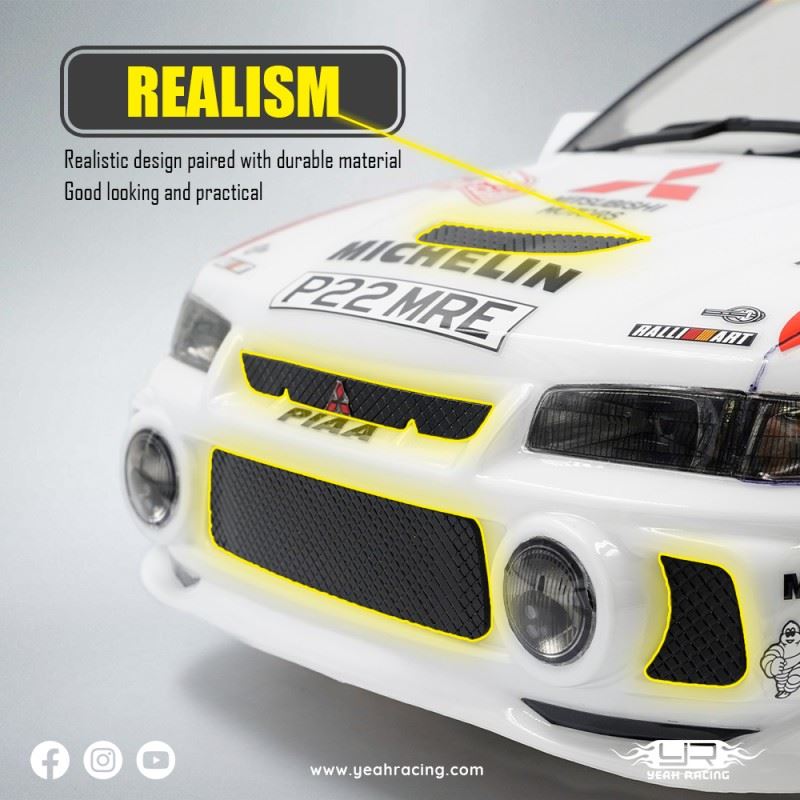 Yeah Racing 1/10 Mitubishi Lancer Evo Iv Rally Catalunya 1997 #1 Pre-Painted Pre-Cut Body W/Rims Set