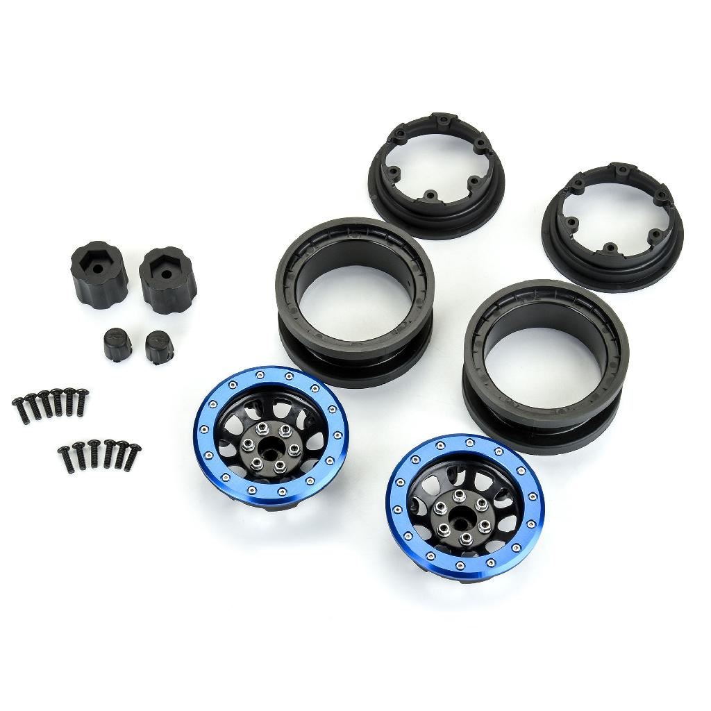 Pro 1/6 Steelies Stamped Steel 2.9In Dual Offset Scx6 Wheels Blue