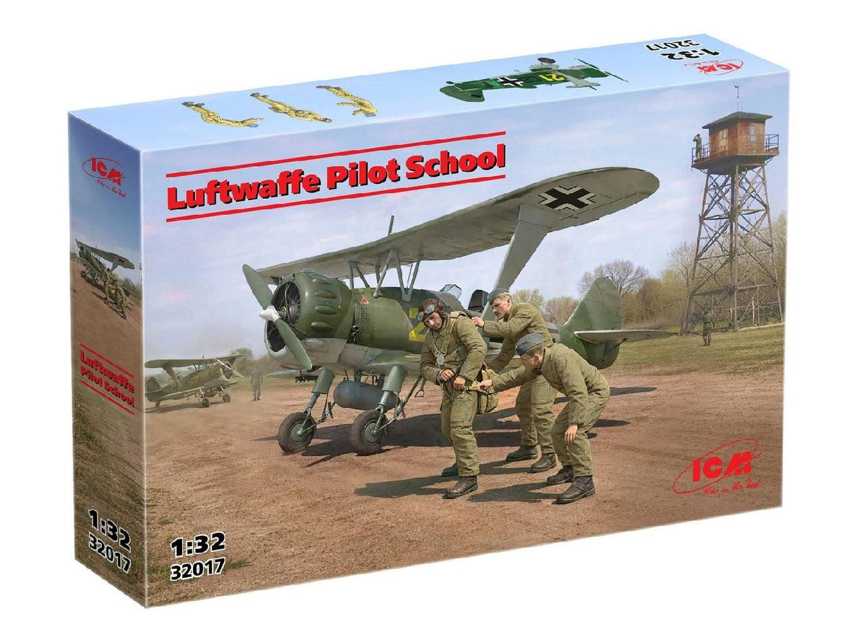Icm Luftwaffe Pilot School (Hs 123A Training Biplane & 3 Figures)