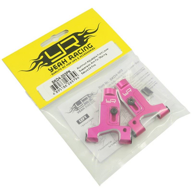 Yeah Racing Aluminum Adjustable Front Lower Suspension Arm For 3Racing Sakura D4 Pink