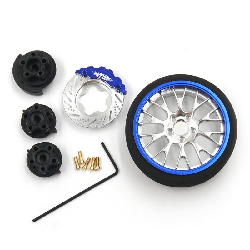 Yeah Racing Aluminum Transmitter Steering Wheel Set Blue Type A For Futaba KO Sanwa Flysky NB4