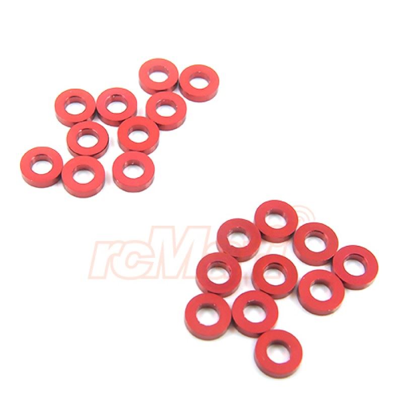 Yeah Racing Aluminum M3 Flat Washer 1.5mm 20pcs Red