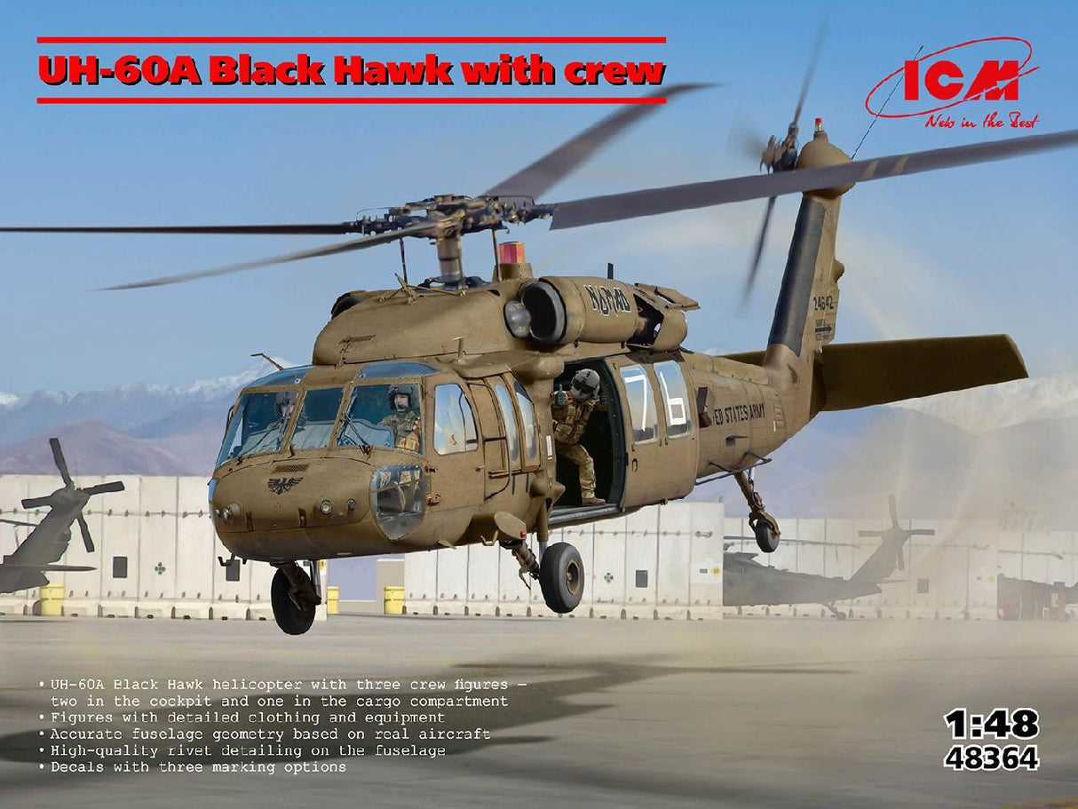 Icm Uh-60A Black Hawk Helicopter With 3 Crew Figures