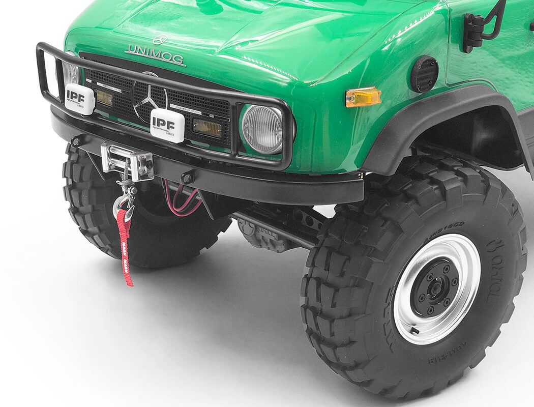 RC4WD RANCH STEEL FRONT WINCH BUMPER W/ IPF LIGHTS FOR AXIAL 1/10 SCX10 II UMG10 (BLACK)