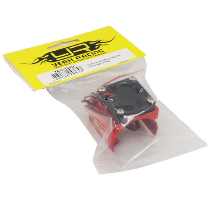 Yeah Racing Aluminum 540 Motor Heat Sink w/ Cooling Fan Red