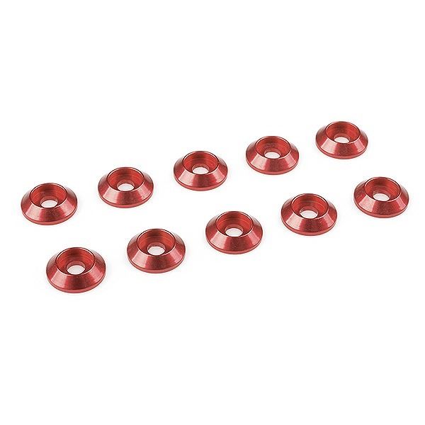 Corally Aluminium Washer For M3 Button Head Screws Od=10mm Red 10Pcs