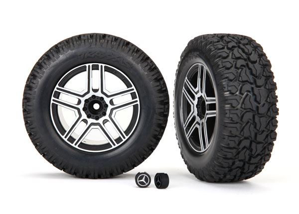 Traxxas Tires wheels, assembled (2.6 black, satin chromeplated M