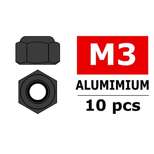 CORALLY ALUMINIUM NYLSTO P NUT M3 GUN METAL 10 PCS