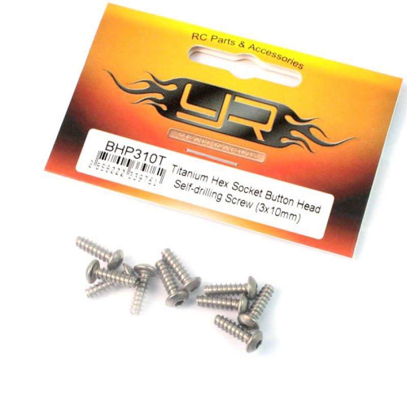 Yeah Racing Titanium Hex Socket Button Head Self-drilling Screws M3 x 10mm 10pcs