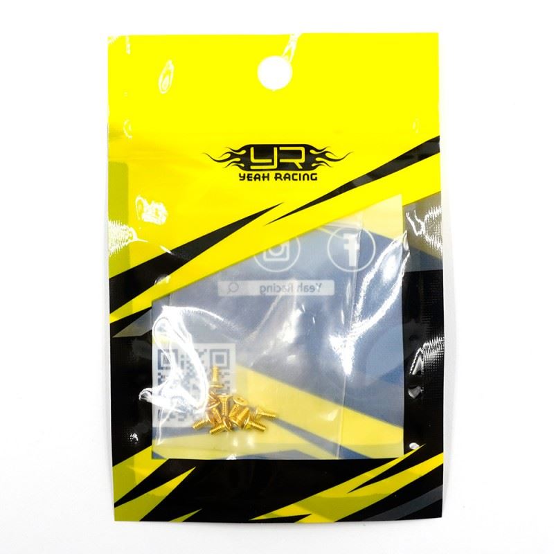 Yeah Racing Stainless Steel Gold Coated Hex Socket Flat Head Machine Screw (M2X5Mm) 10Pcs
