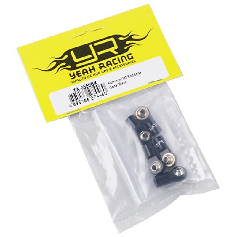 Yeah Racing Aluminum M3 Rod Ends (5pcs) Black