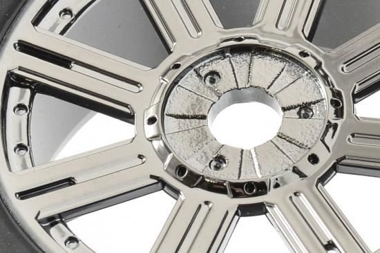 FASTRAX 1:8 ROCK BLOCK MOUNTED ON 8-SPOKE BLACK CHROME (PR)