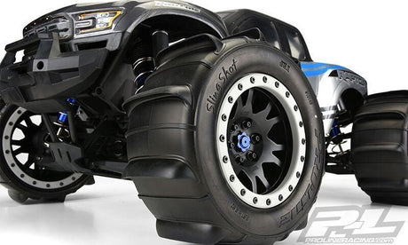 Proline 1/5 Sling Shot Pro-Loc F/R 4.3In X-Maxx Mtd 24mm Blk/Gry Impu