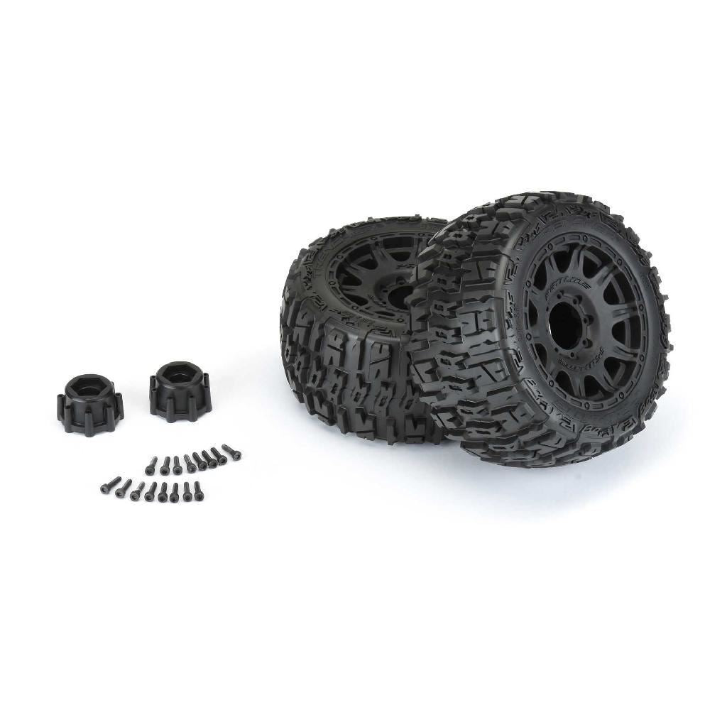Proline 1/8 Trencher Lp F/R 3.8In Mt Tires Mounted 17mm Blk Raid (2)