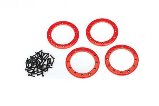 Traxxas Beadlock Rings, Red (2.2') (Aluminum) (4)/ 2X10 Cs (48)