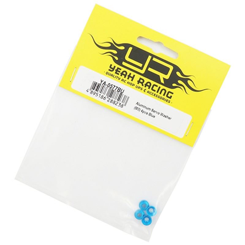 Yeah Racing Aluminum Servo Washer M3 Thread 4pcs Blue