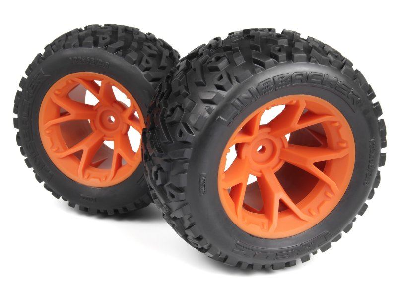 Mounted Linebacker Tire On Mt Wheel (Orange/2Pcs)