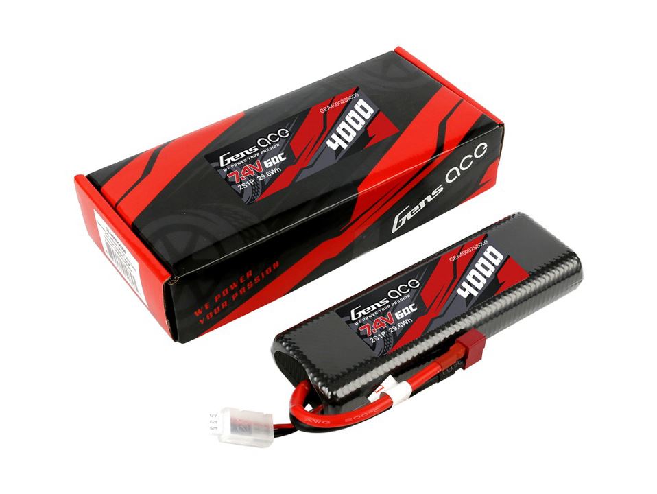 Gens Ace Li-Po Car Hard Case 2S 7.4V 4000mAh 60C Bashing with T-Type