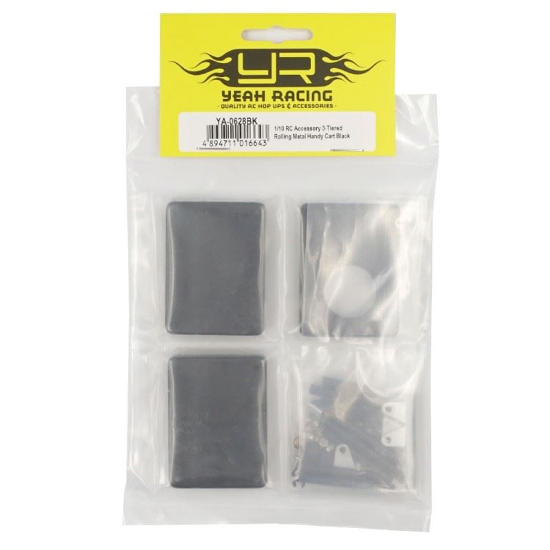 Yeah Racing 1/10 RC Accessory 3-Tiered Rolling Metal Handy Cart Black