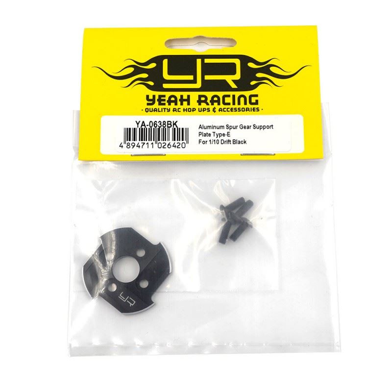 Yeah Racing Aluminum Spur Gear Support Plate Type-E For 1/10 Drift Black