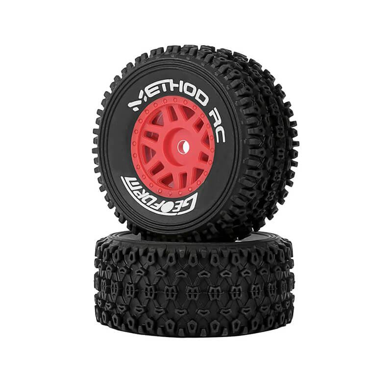 Method Geoform 1/16 Sc Tyres On 12Mm Hex Red Wheels (Pr)