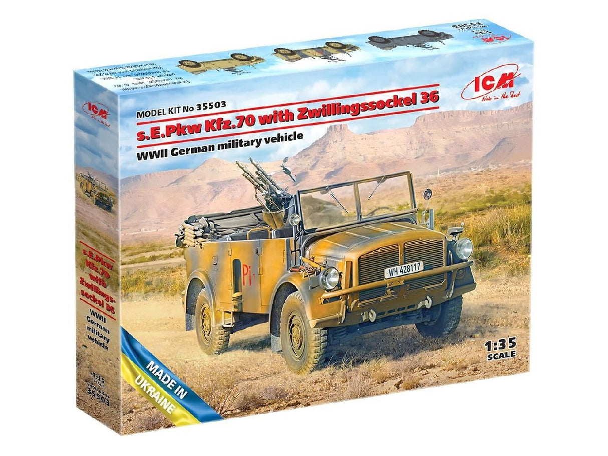 Icm S.E.Pkw Kfz.70 With Zwillingssockel 36, Wwii German Military Vehicle