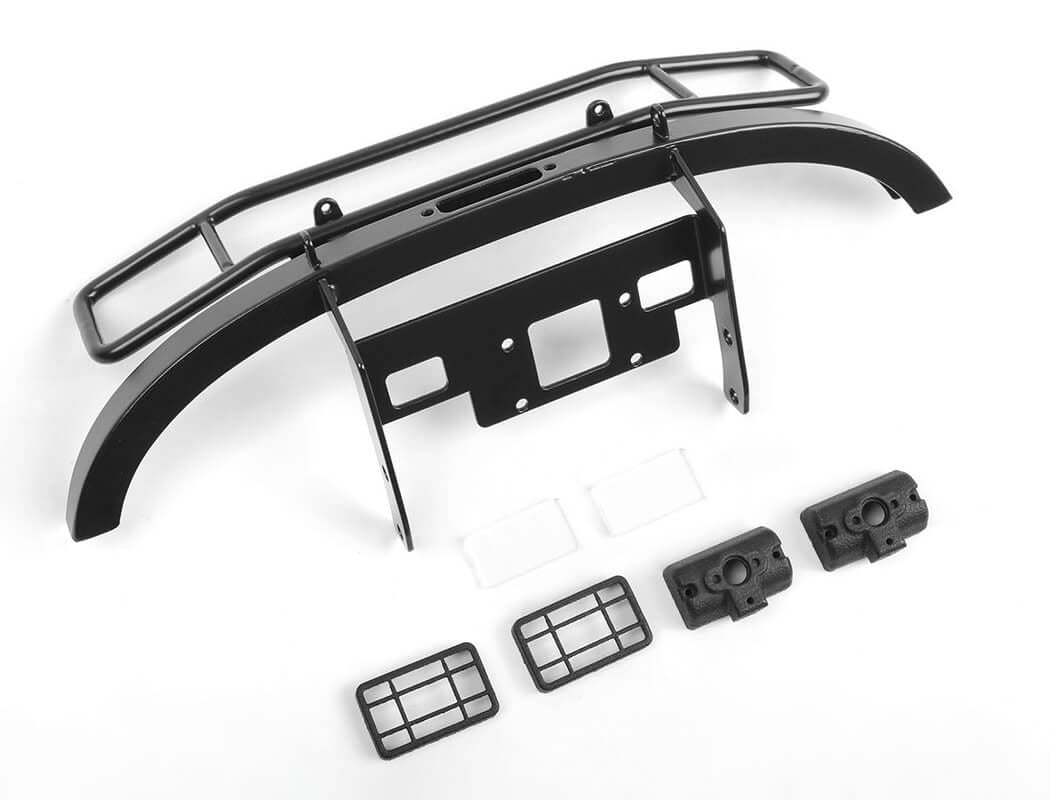 RC4WD RANCH STEEL FRONT WINCH BUMPER W/ LIGHTS FOR AXIAL 1/10 SCX10 II UMG10 (BLACK)