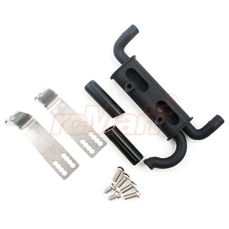 Yeah Racing Plastic Exhaust Mount w/ Metal Exhaust Pipe Black For Traxxas TRX-4