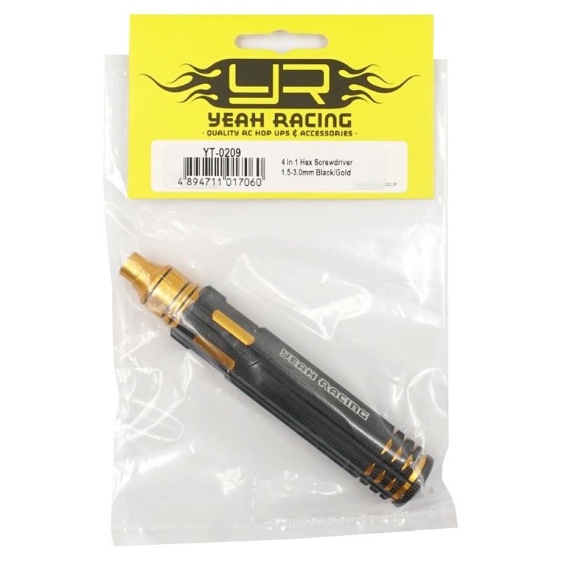 Yeah Racing 4 In 1 Hex Screwdriver Wrench 1.5-3.0mm Black Gold