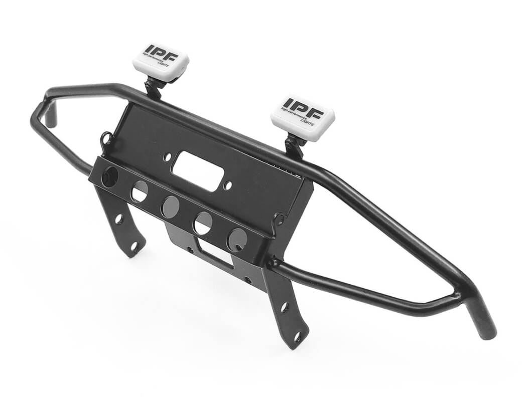 RC4WD GUARDIAN STEEL FRONT WINCH BUMPER W/IPF LIGHTS FOR AXIAL 1/10 SCX10 II UMG10 (BLACK)