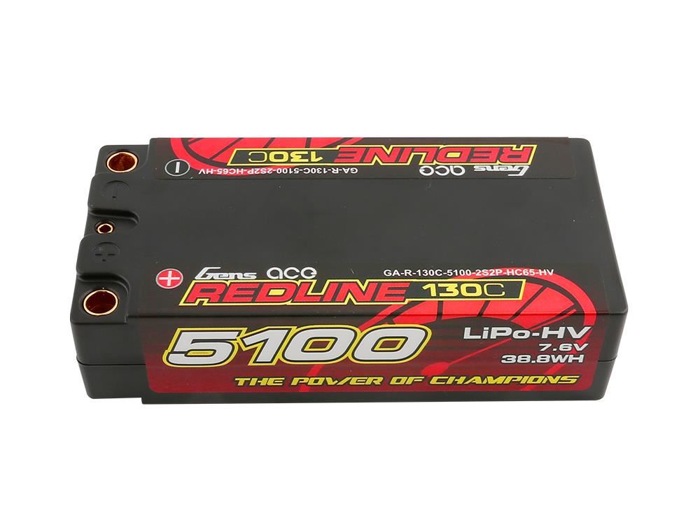 Gens Ace Li-Po HV Car Hard Case 2S2P 7.6V 5100mAh 130C RL Short 5mm